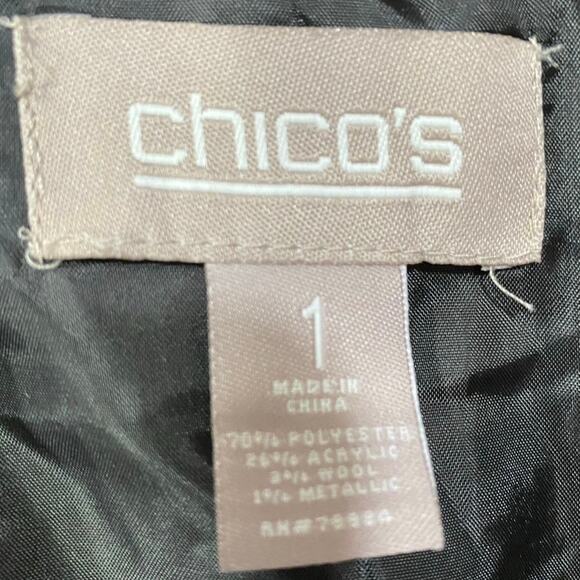 Chico's Black and White Tweed Jacket Size 1 = Medium - Picture 3 of 10